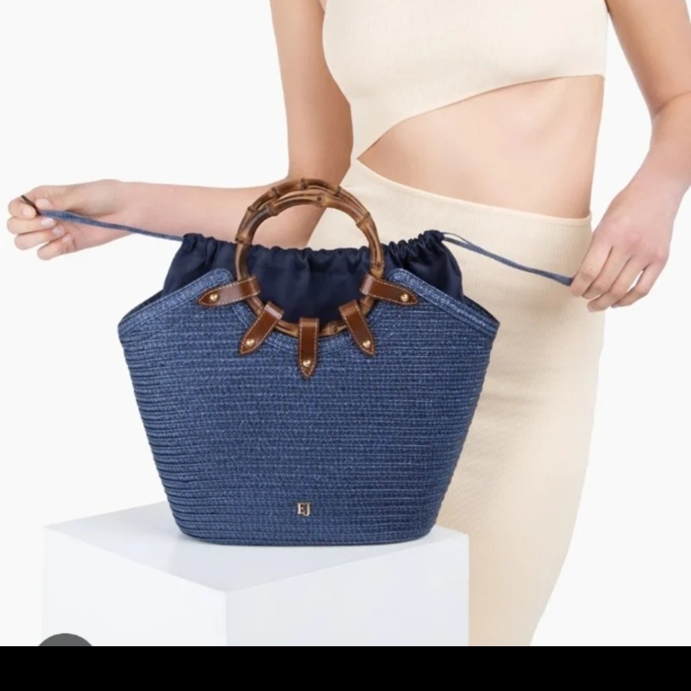 Eric Javits blue My Way II Bucket Tote Purse - Picture 2 of 11